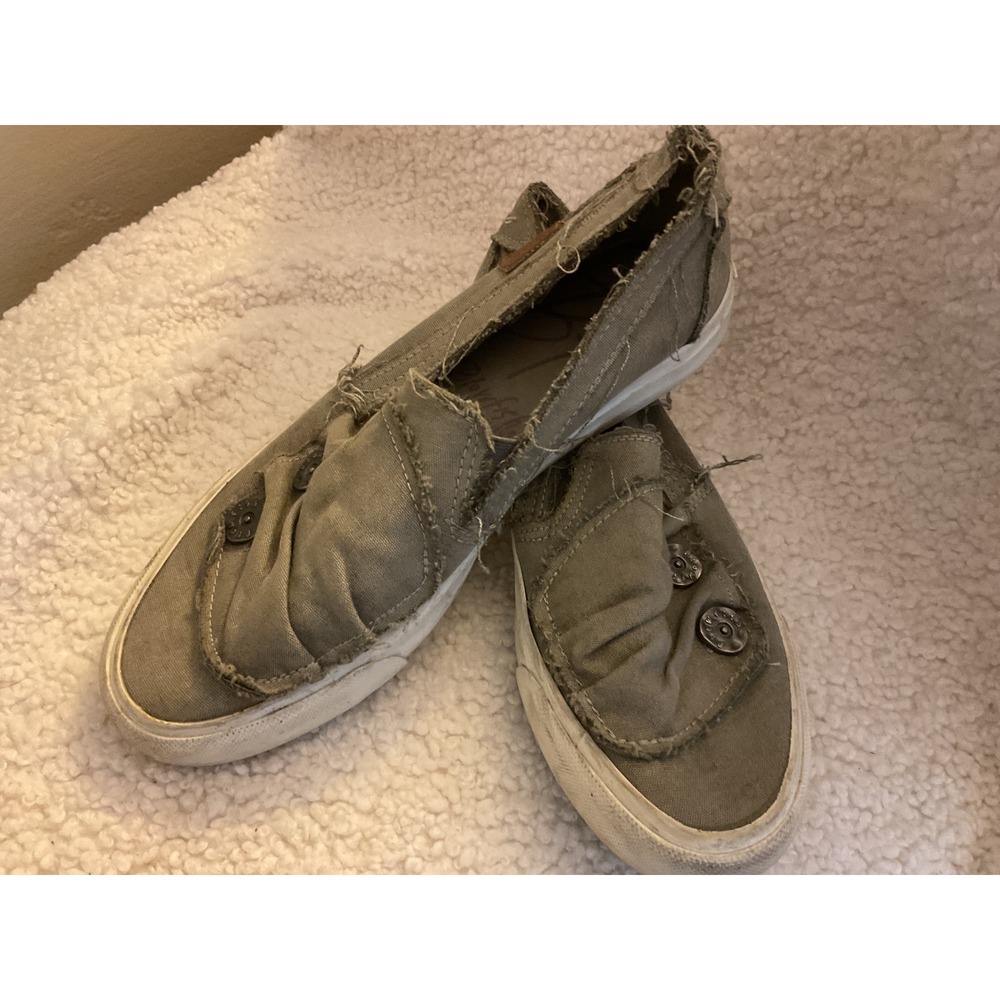 Blowfish Malibu Marley Slip On Canvas Sneakers Olive Green Distressed Buttons